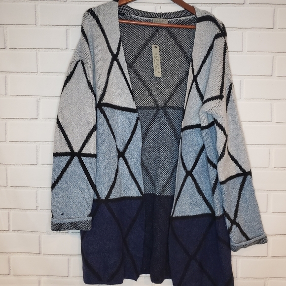 NWT Joseph A. Ombre Grid Cardigan - Picture 2 of 9